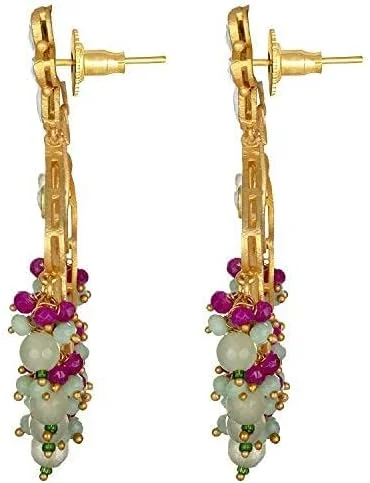 گوشواره های آویز میناکاری کریستال Kundan Aheli، جواهرات سنتی بالیوودی هندی برای زنان گوشواره های آویز میناکاری کریستال Kundan Aheli، جواهرات سنتی بالیوودی هندی برای زنان