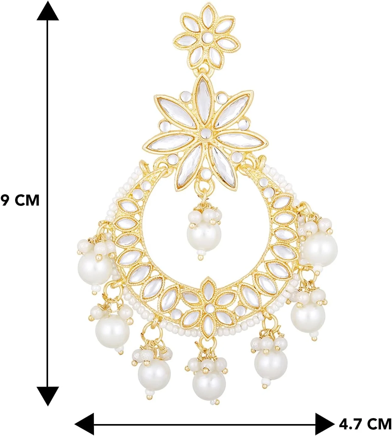 گوشواره های آویز چندبالی با روکش طلایی و نگین های سفید کندان Aheli، زیورآلات شیک و قومی، هدیه ای برای زنان گوشواره های آویز چندبالی با روکش طلایی و نگین های سفید کندان Aheli، زیورآلات شیک و قومی، هدیه ای برای زنان