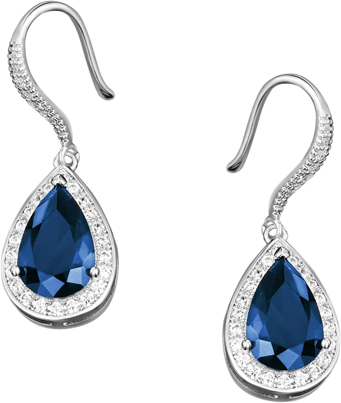 آهلی گوشواره های آویز نقره ای با زیرکونیای آبی، طرحی شیک و هدیه ای مناسب برای بانوان آهلی گوشواره های آویز نقره ای با زیرکونیای آبی، طرحی شیک و هدیه ای مناسب برای بانوان