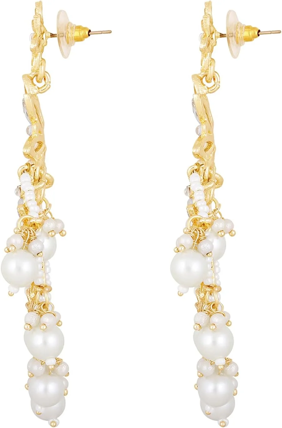 گوشواره های آویز چندبالی با روکش طلایی و نگین های سفید کندان Aheli، زیورآلات شیک و قومی، هدیه ای برای زنان گوشواره های آویز چندبالی با روکش طلایی و نگین های سفید کندان Aheli، زیورآلات شیک و قومی، هدیه ای برای زنان