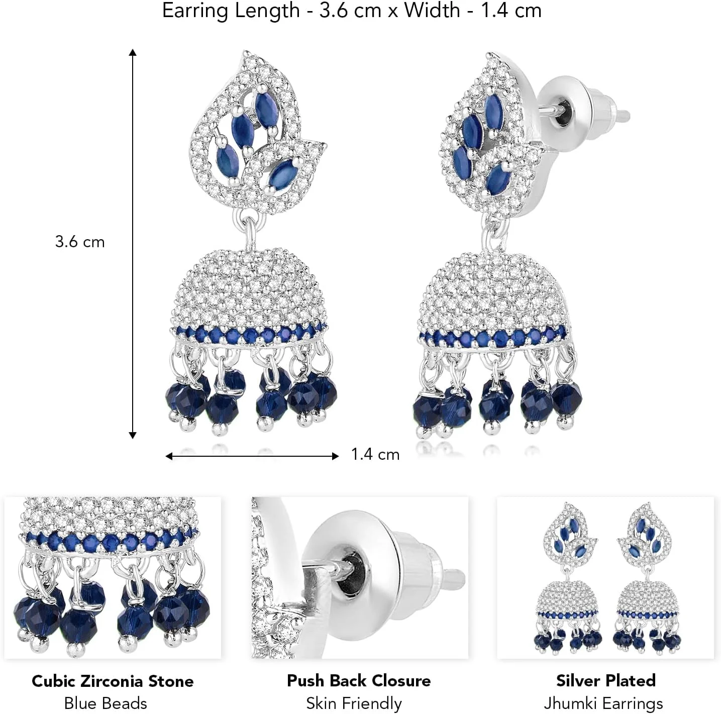 آهلی گوشواره های قومی جومکی نگین دار نقره ای با زیرکونیا مکعبی و مهره های آبی زنانه آهلی گوشواره های قومی جومکی نگین دار نقره ای با زیرکونیا مکعبی و مهره های آبی زنانه