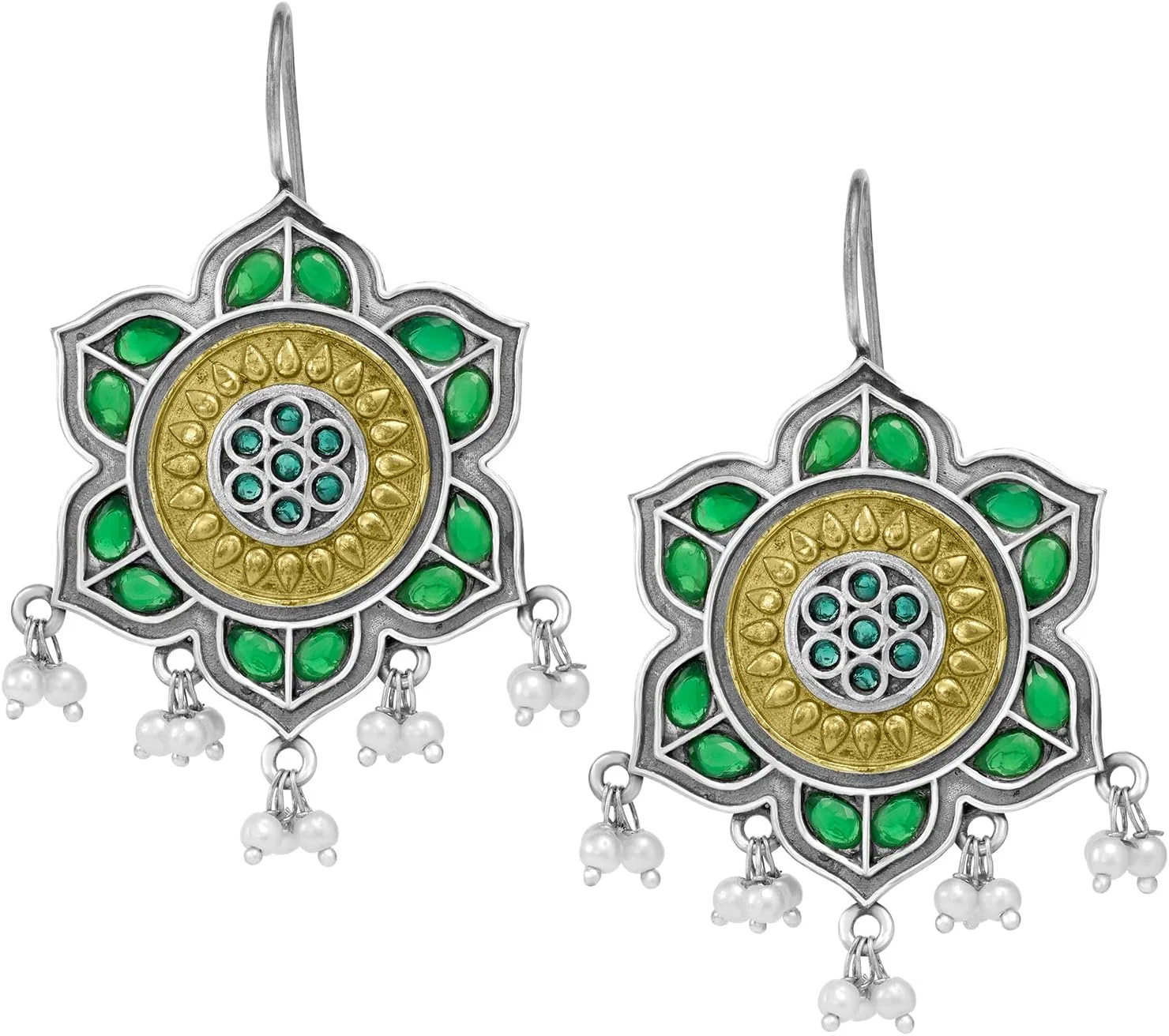 آهلی گوشواره های آویز نقره ای با سنگ مصنوعی سبز، هدیه ای برای زنان