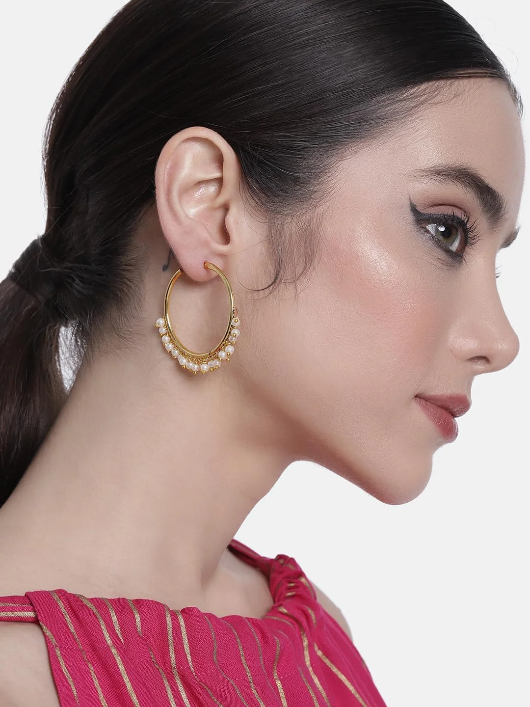 Aheli ست گوشواره های حلقه ای مرواریدی طلایی و نقره ای هدیه برای زنان، سایز آزاد، فلزی، بدون سنگ قیمتی Aheli ست گوشواره های حلقه ای مرواریدی طلایی و نقره ای هدیه برای زنان، سایز آزاد، فلزی، بدون سنگ قیمتی