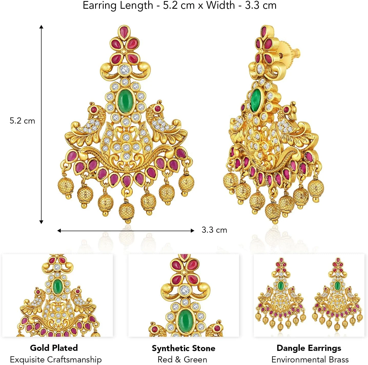 گوشواره های آویز نگین دار با سنگ مصنوعی روکش طلایی Aheli، جواهرات مد قومی، هدیه ای برای زنان گوشواره های آویز نگین دار با سنگ مصنوعی روکش طلایی Aheli، جواهرات مد قومی، هدیه ای برای زنان