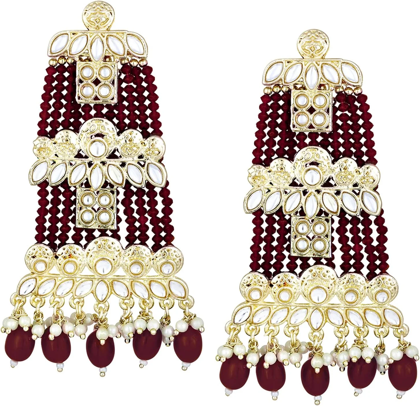 گوشواره آویز Aheli مدل Jhumkis، جواهرات سنتی هندی Kundan برای زنان