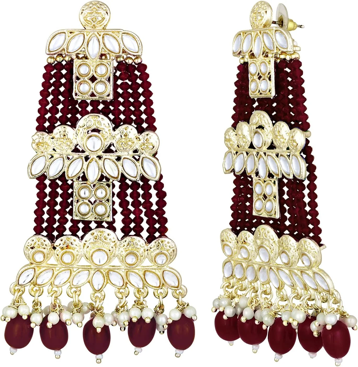 گوشواره آویز Aheli مدل Jhumkis، جواهرات سنتی هندی Kundan برای زنان گوشواره آویز Aheli مدل Jhumkis، جواهرات سنتی هندی Kundan برای زنان