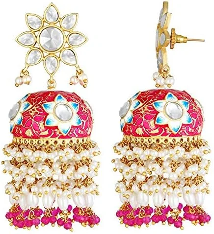 گوشواره های مجلسی زنانه Aheli، مدل سنتی هندی بالیوودی Kundan گوشواره های مجلسی زنانه Aheli، مدل سنتی هندی بالیوودی Kundan