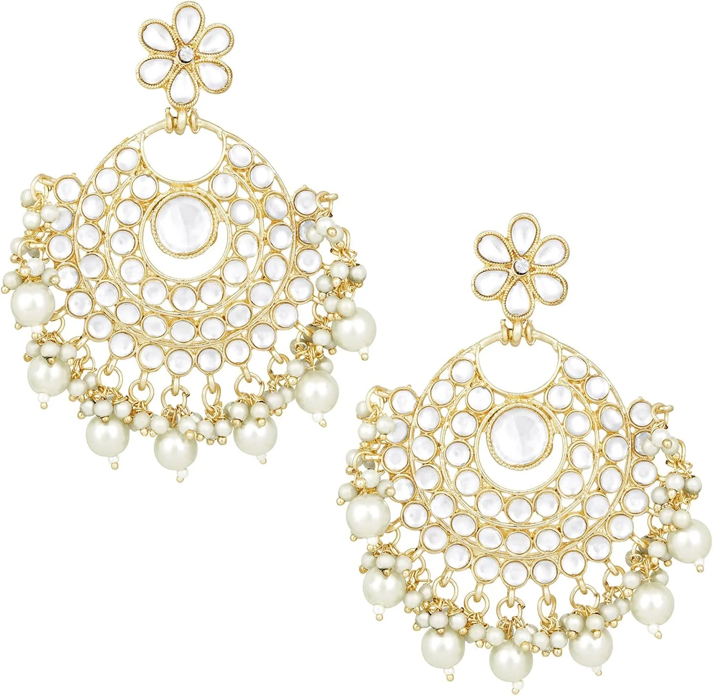 آهلی گوشواره های آویز و آویزان نگین دار با روکش طلایی کندان، جواهرات شیک و مد روز قومیتی هدیه برای زنان