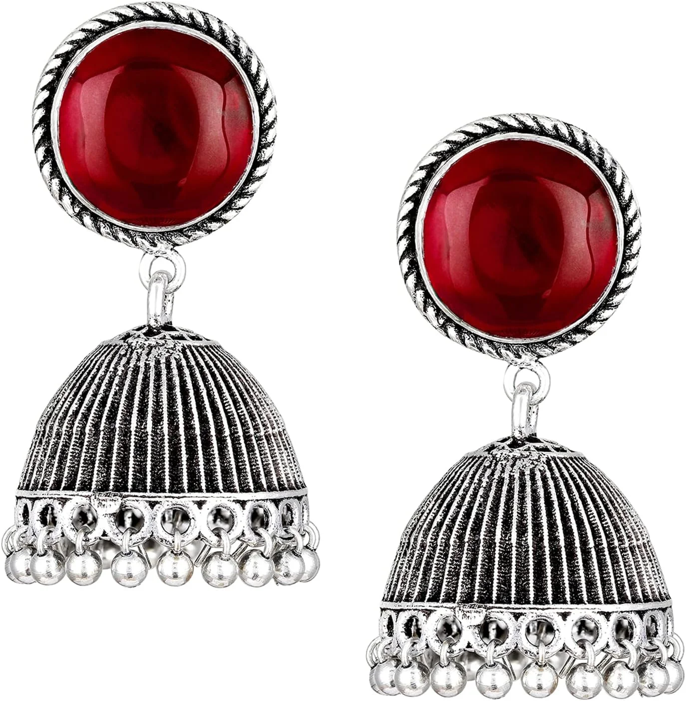 Aheli هدیه روز ولنتاین برای او، گوشواره های جومکا، جواهرات هندی اکسید شده، قومی، بالیوودی، جشن، برای زنان و دختران