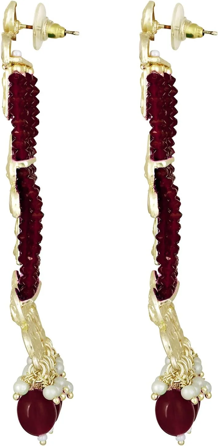 گوشواره آویز Aheli مدل Jhumkis، جواهرات سنتی هندی Kundan برای زنان گوشواره آویز Aheli مدل Jhumkis، جواهرات سنتی هندی Kundan برای زنان