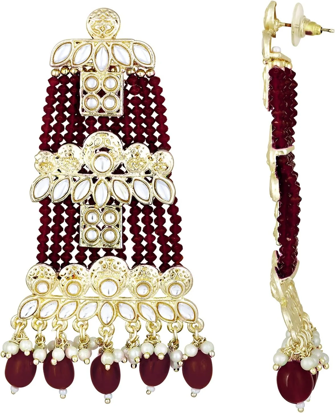 گوشواره آویز Aheli مدل Jhumkis، جواهرات سنتی هندی Kundan برای زنان گوشواره آویز Aheli مدل Jhumkis، جواهرات سنتی هندی Kundan برای زنان