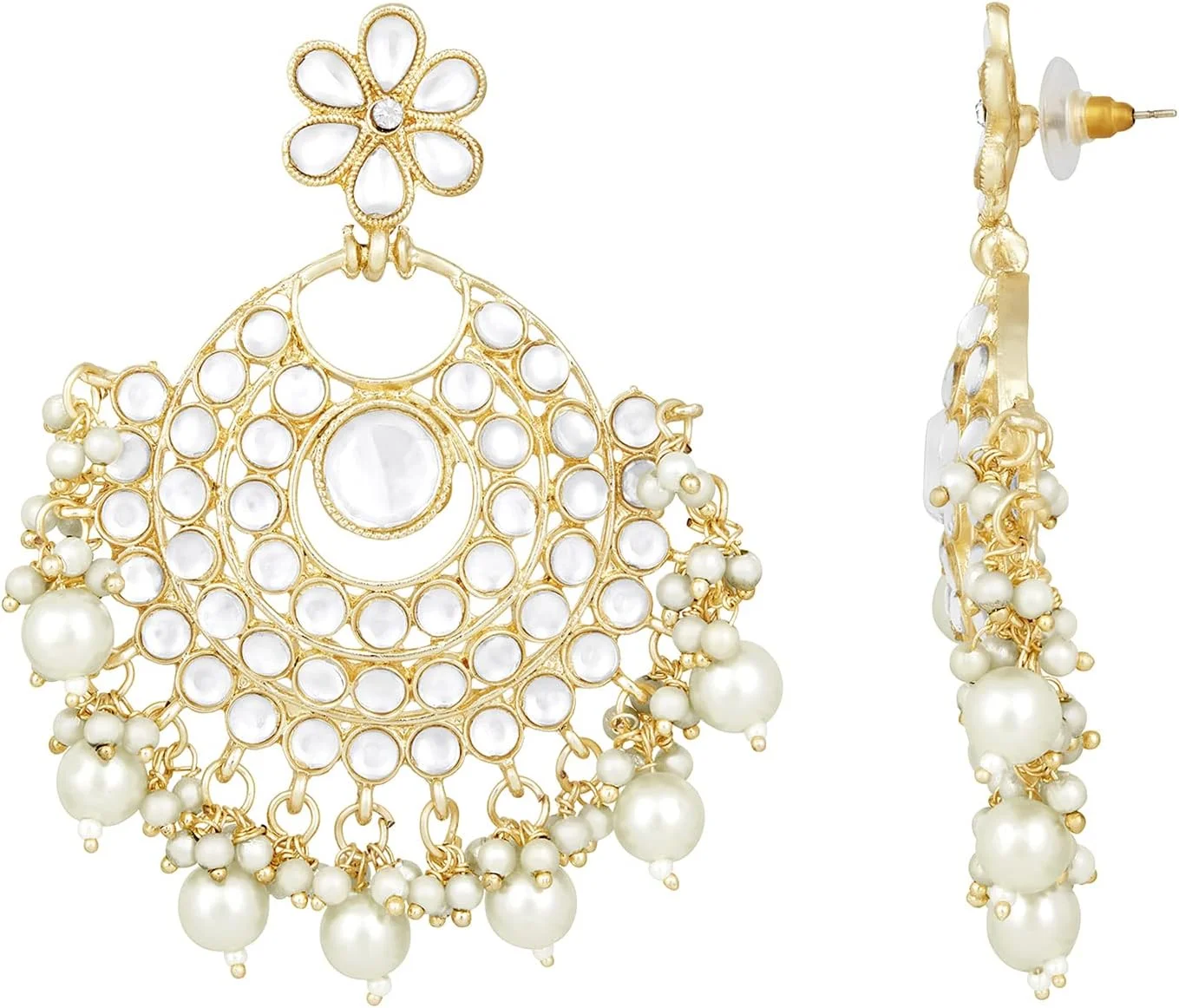 آهلی گوشواره های آویز و آویزان نگین دار با روکش طلایی کندان، جواهرات شیک و مد روز قومیتی هدیه برای زنان