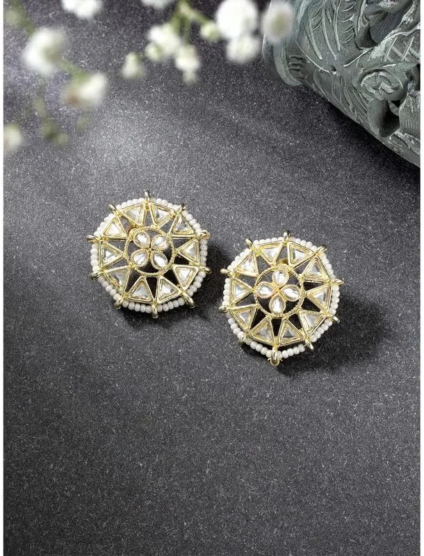 گوشواره های میخی بزرگ کندان روکش طلایی Aheli، جواهرات شیک و مد روز قومیتی، هدیه ای برای زنان گوشواره های میخی بزرگ کندان روکش طلایی Aheli، جواهرات شیک و مد روز قومیتی، هدیه ای برای زنان