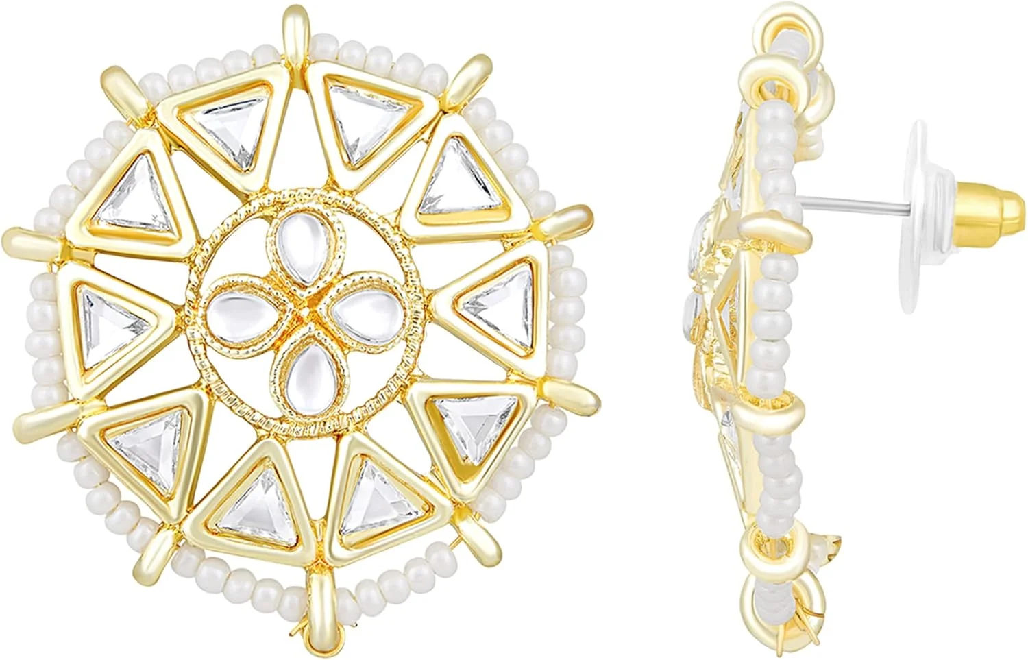 گوشواره های میخی بزرگ کندان روکش طلایی Aheli، جواهرات شیک و مد روز قومیتی، هدیه ای برای زنان گوشواره های میخی بزرگ کندان روکش طلایی Aheli، جواهرات شیک و مد روز قومیتی، هدیه ای برای زنان