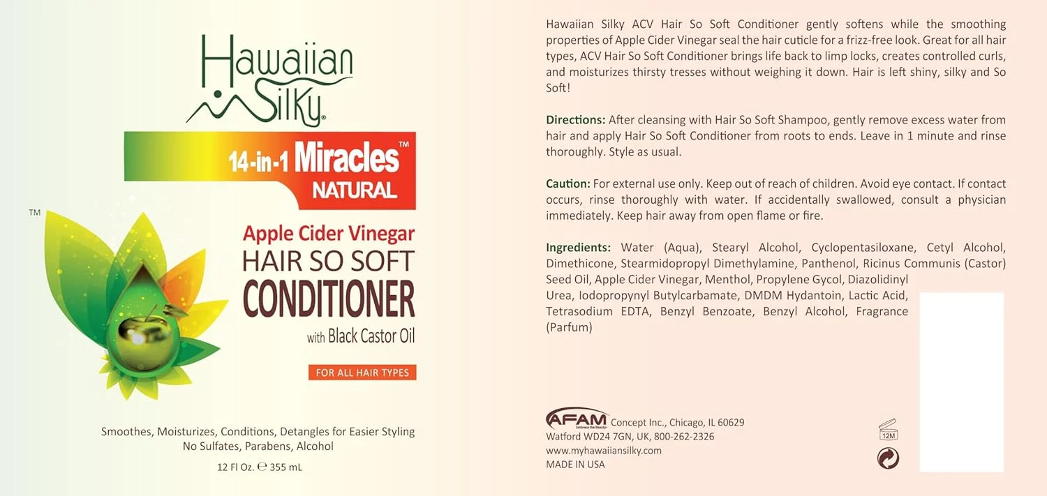 نرم کننده مو سرکه سیب هاوایی سیلکی با روغن کرچک سیاه، 355 میلی لیتر
