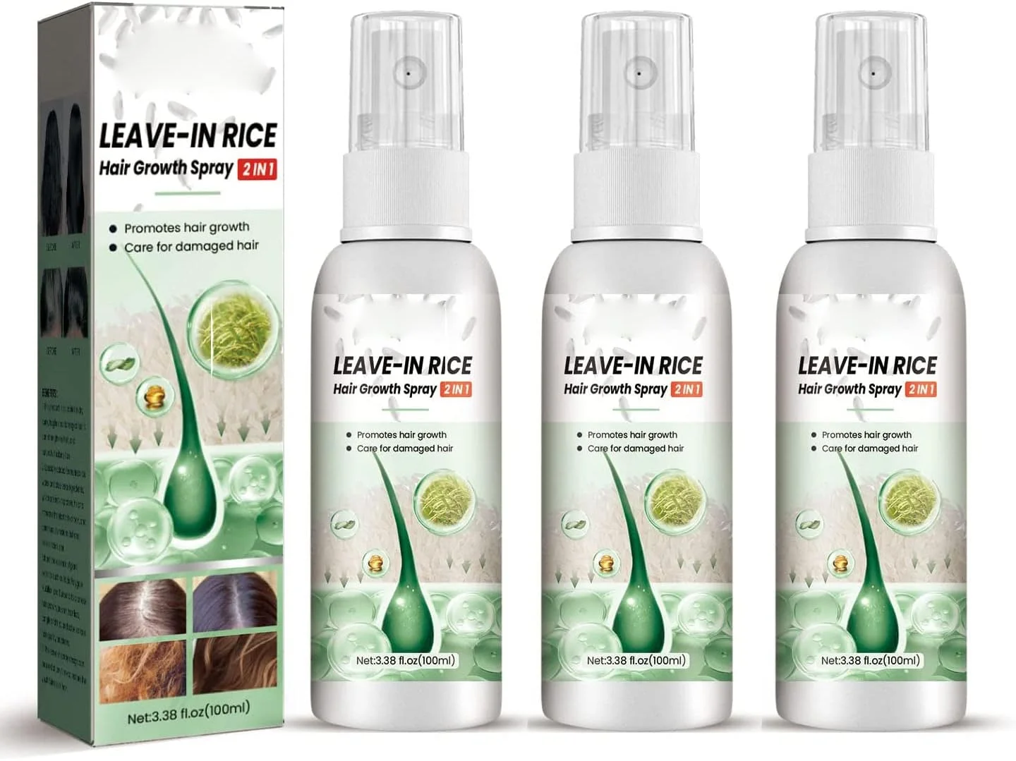 اسپری نرم کننده آب برنج برای رشد مو، محصولات مراقبت از موی وگان برای زنان، مناسب موهای خشک، وز، ضعیف و آسیب دیده (3 عدد) اسپری نرم کننده آب برنج برای رشد مو، محصولات مراقبت از موی وگان برای زنان، مناسب موهای خشک، وز، ضعیف و آسیب دیده (3 عدد)