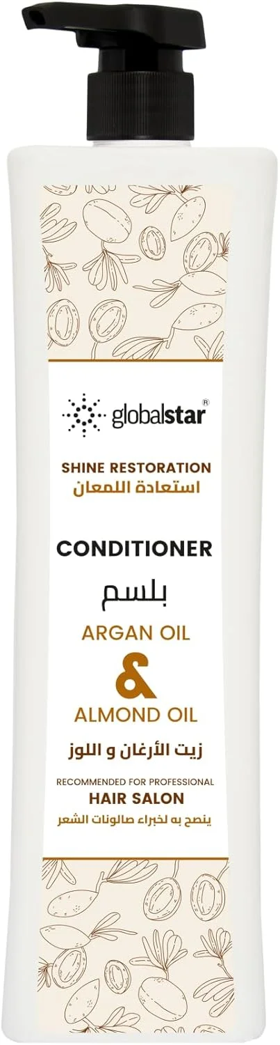 نرم کننده مو 1000 میلی لیتری گلوبال استار - آبرسانی و ترمیم نهایی - روغن نارگیل و کرچک، درخت چای و نعناع، شی باتر و پاپایا، روغن آرگان و بادام برای انواع مو (روغن آرگان و بادام) نرم کننده مو 1000 میلی لیتری گلوبال استار - آبرسانی و ترمیم نهایی - روغن نارگیل و کرچک، درخت چای و نعناع، شی باتر و پاپایا، روغن آرگان و بادام برای انواع مو (روغن آرگان و بادام)