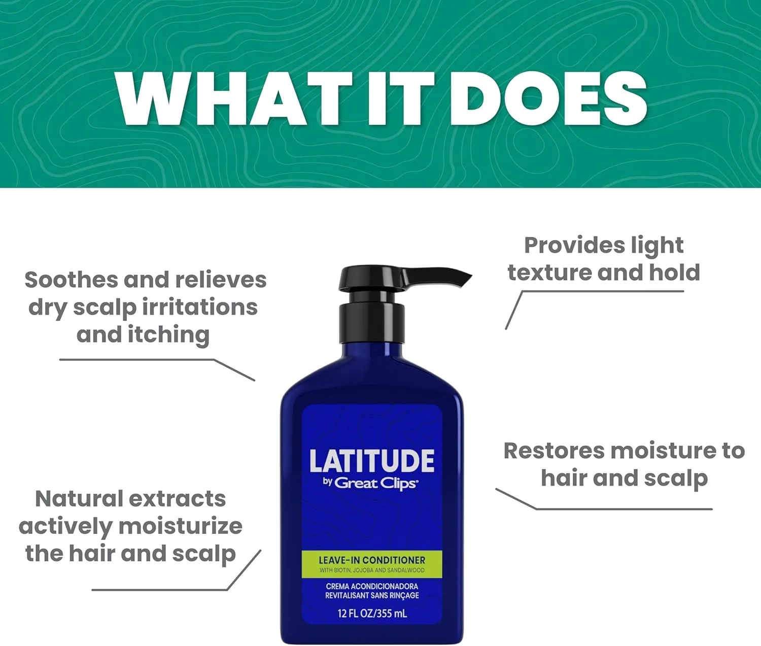 نرم کننده موی سر بدون نیاز به آبکشی GREAT CLIPS LATITUDE | نرم کننده آبرسان موی سر برای آقایان | تقویت کننده و احیا کننده مو | 355 میلی لیتر