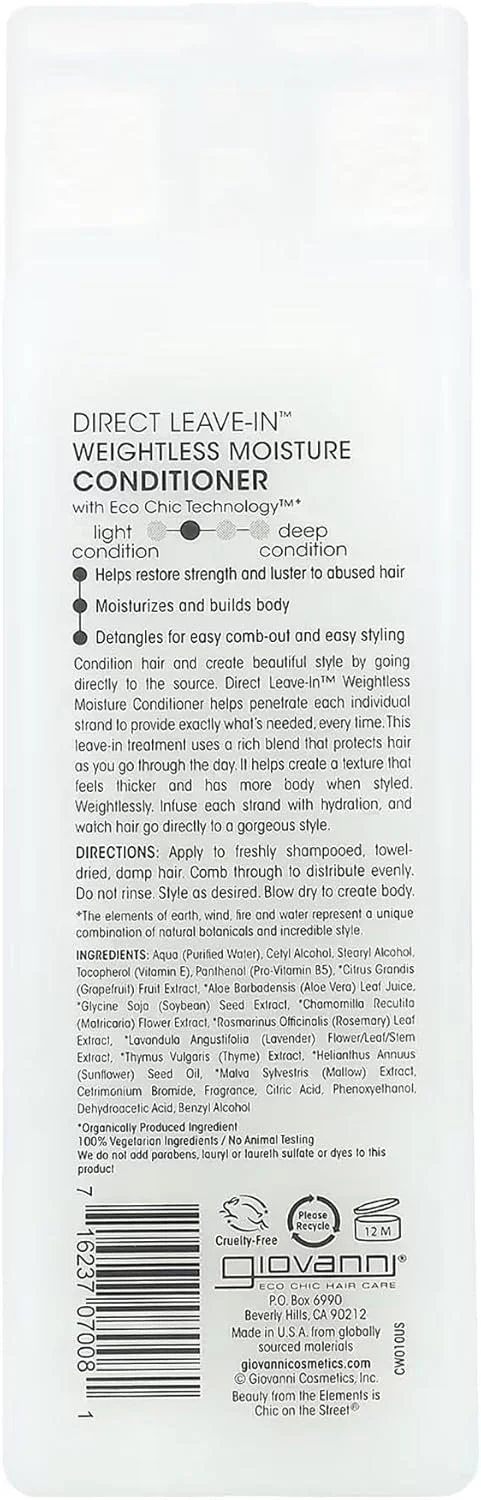 نرم کننده موی بدون نیاز به آبکشی جووانی | بازگرداندن استحکام و درخشندگی به موهای آسیب دیده | باز کننده گره مو برای شانه زدن و حالت دهی آسان | 100% ایمن برای موهای رنگ شده | 250 میلی لیتر