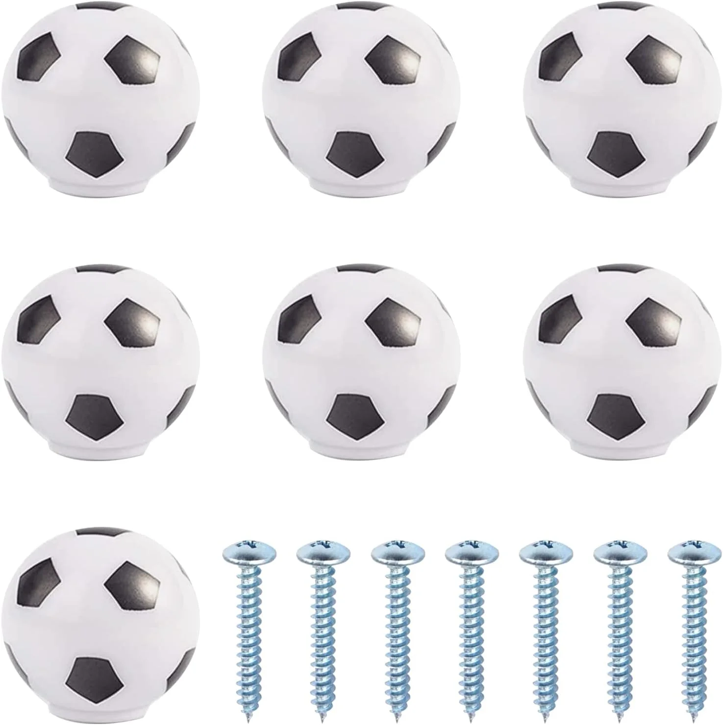 دستگیره کمدی طرح فوتبال Rea&Gole، 7 عددی، دستگیره مبلمان، دستگیره کشو، همراه با پیچ، مناسب برای تزئین منزل، آشپزخانه، اداره، کمد، سطل و کشو دستگیره کمدی طرح فوتبال Rea&Gole، 7 عددی، دستگیره مبلمان، دستگیره کشو، همراه با پیچ، مناسب برای تزئین منزل، آشپزخانه، اداره، کمد، سطل و کشو