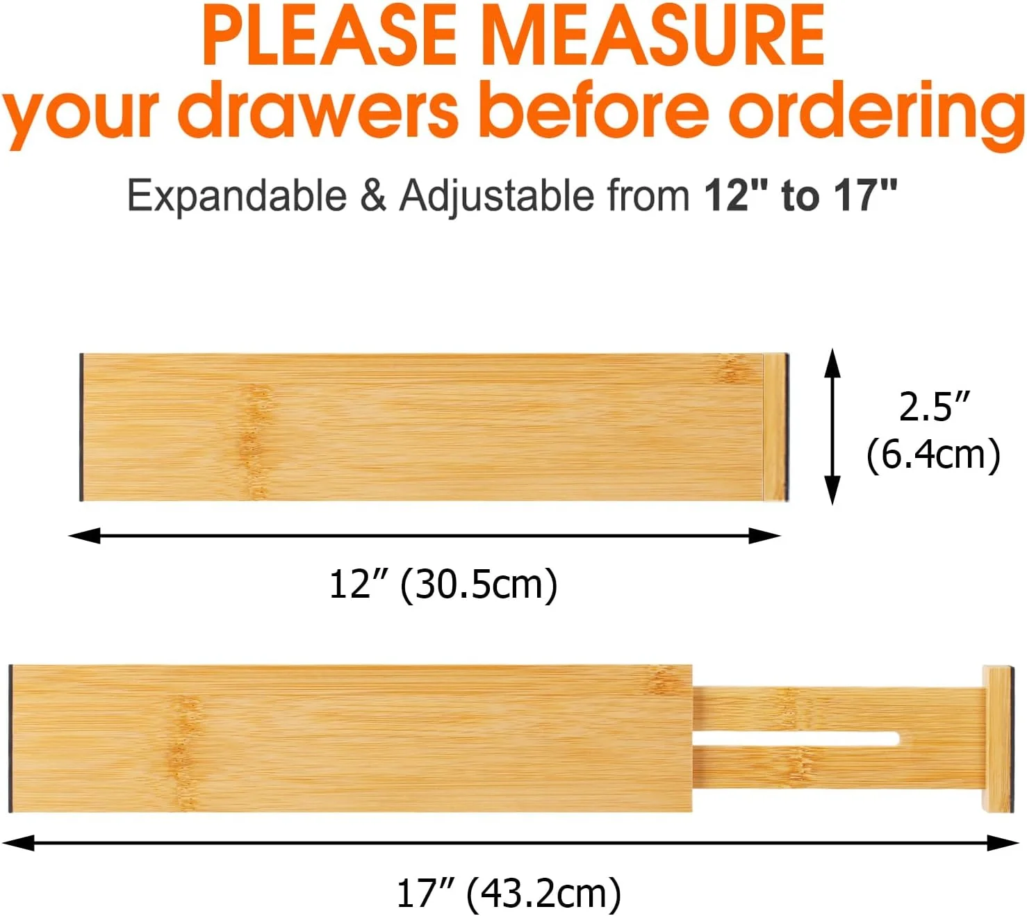 تقسیم کننده های کشو بامبو Ryqtop، سازمان دهنده کشو آشپزخانه، تقسیم کننده کشو قابل تنظیم برای لباس، آشپزخانه، کمد، اتاق خواب، حمام و دفتر، بسته 4 عددی (M طبیعی، 12-17 اینچ)