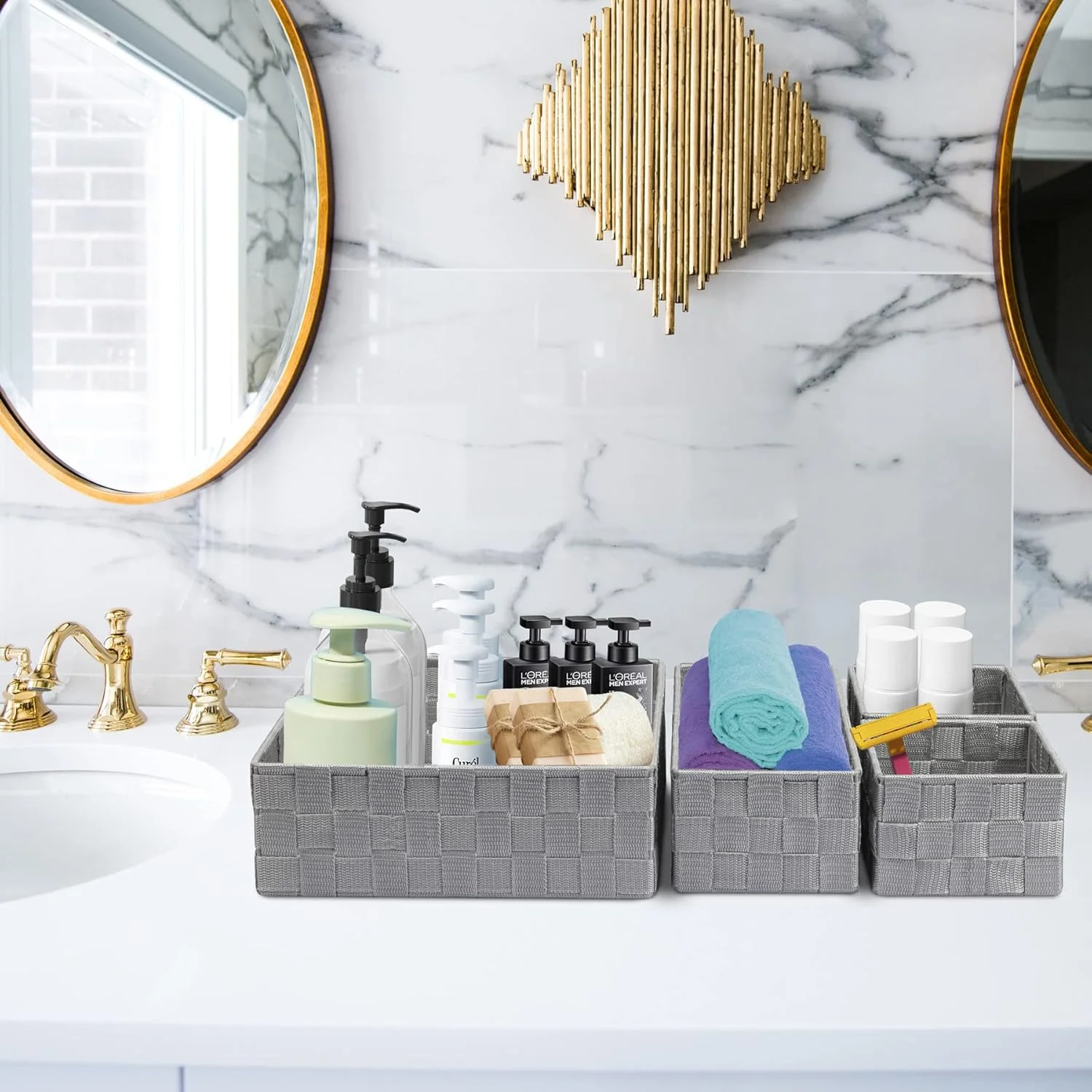 ظروف نظم دهنده کشو Posprica، جعبه های حصیری بافته شده تقسیم کننده برای سازماندهی کشوها، قفسه ها، کمدها، کابینت ها، میز آرایش و پیشخوان، ست 4 عددی، خاکستری روشن ظروف نظم دهنده کشو Posprica، جعبه های حصیری بافته شده تقسیم کننده برای سازماندهی کشوها، قفسه ها، کمدها، کابینت ها، میز آرایش و پیشخوان، ست 4 عددی، خاکستری روشن