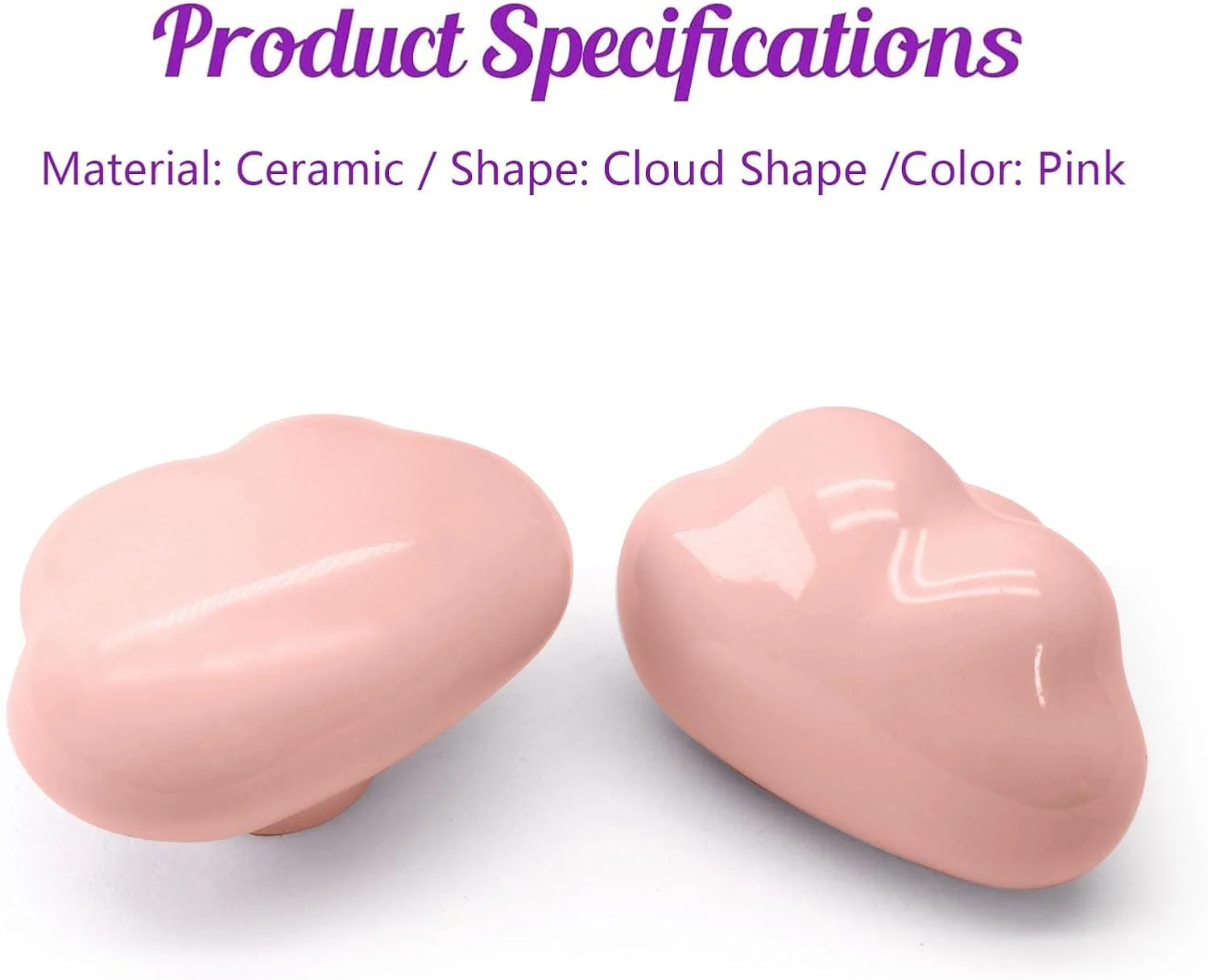 دستگیره کابینت سرامیکی Qjaiune، 6 عددی - دستگیره کشو صورتی، دستگیره کمد طرح ابر، دستگیره های زیبا برای کابینت آشپزخانه اتاق خواب کودکان