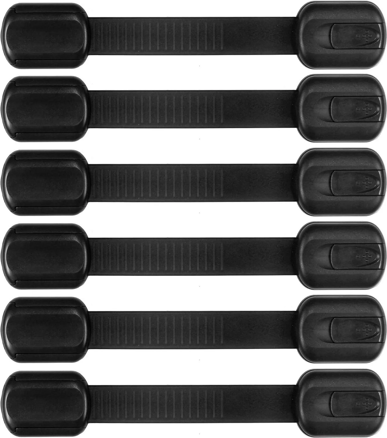 قفل ایمنی کابینت کودک Oxlay - قفل های ایمن کودک برای کشو، کمد، درب های کمد لباس، فر، یخچال - بندهای قابل تنظیم ایمن کودک - مشکی - بسته 6 عددی