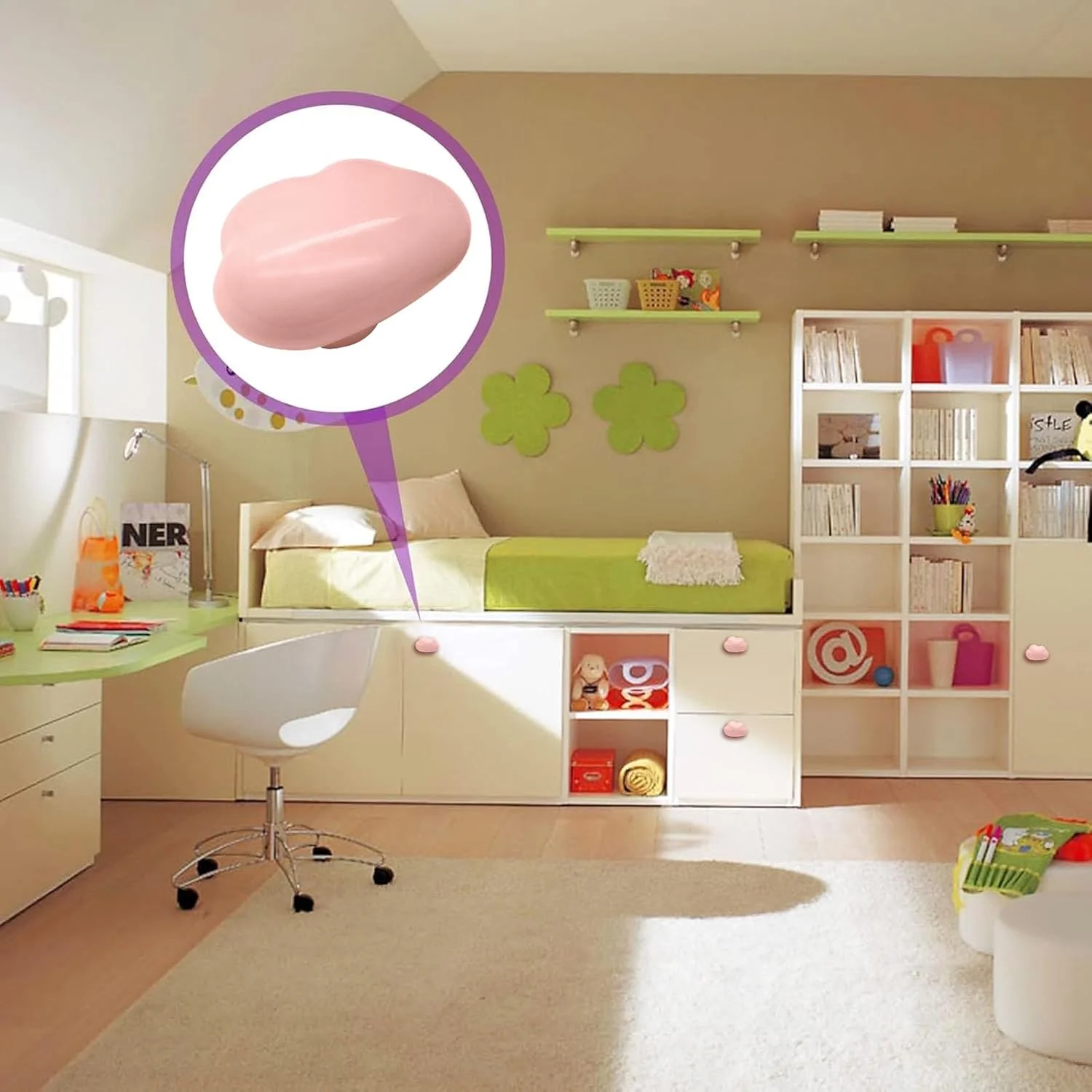 دستگیره کابینت سرامیکی Qjaiune، 6 عددی - دستگیره کشو صورتی، دستگیره کمد طرح ابر، دستگیره های زیبا برای کابینت آشپزخانه اتاق خواب کودکان