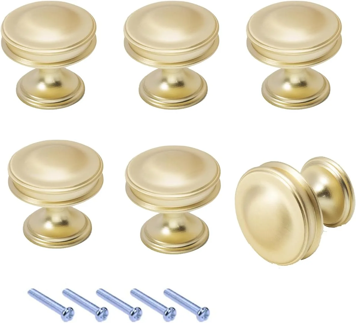 دستگیره کابینت طلایی OBABO، بسته 6 عددی، دستگیره حلقه ای کابینت قدیمی، سخت افزار مبلمان برای کشوهای کمد آشپزخانه، نصب آسان (مدل 3)