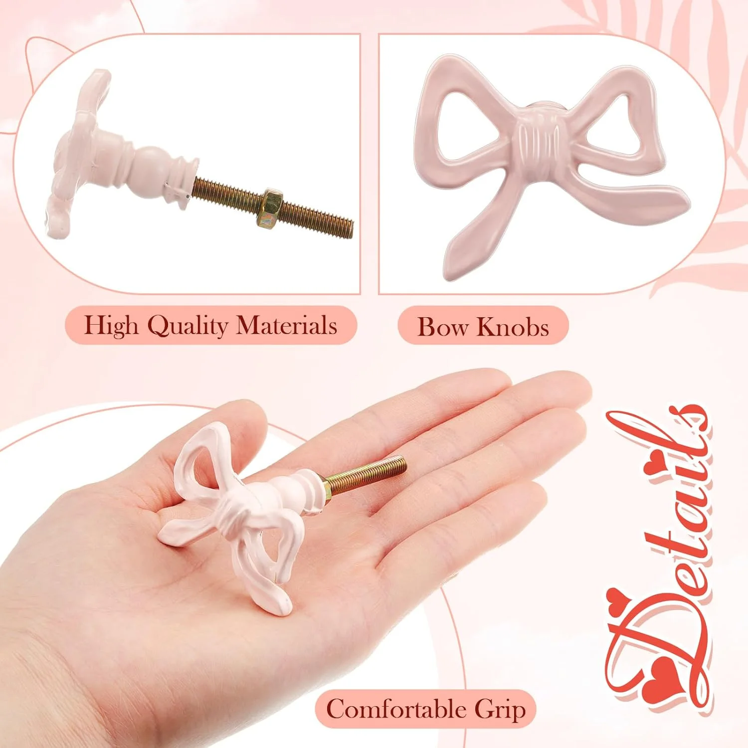 دستگیره پاپیونی صورتی MorningRo، 2 عددی، دستگیره کمد و کشو پاپیونی صورتی، دستگیره تزئینی مناسب اتاق خواب، کمد، کابینت آشپزخانه، درب شیشه ای و جالباسی دستگیره پاپیونی صورتی MorningRo، 2 عددی، دستگیره کمد و کشو پاپیونی صورتی، دستگیره تزئینی مناسب اتاق خواب، کمد، کابینت آشپزخانه، درب شیشه ای و جالباسی