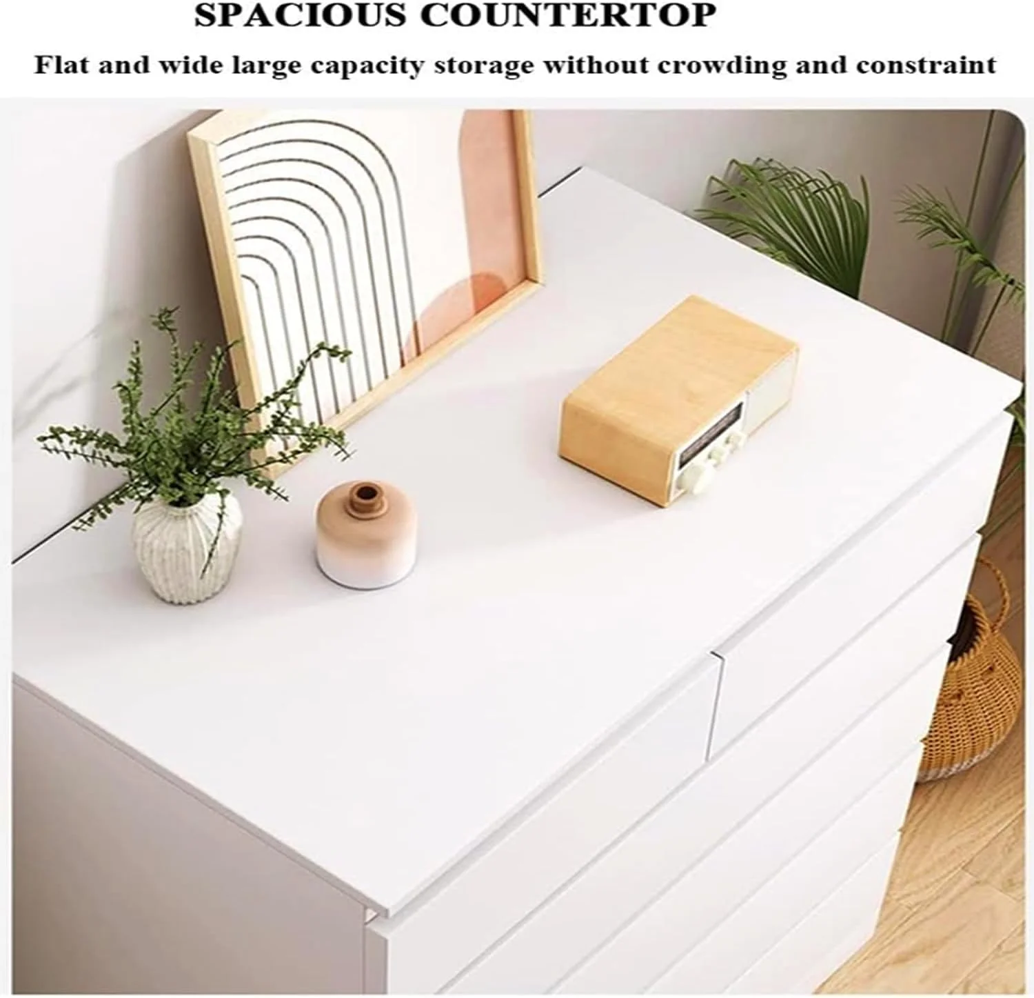 دراور 5 طبقه 6 کشو چند منظوره Kutis برای اتاق خواب، دراور سفید مدرن، سازمان دهنده ذخیره سازی با ظرفیت بزرگ برای اتاق نشیمن، راهرو، ورودی 60 x 40 x 111 سانتی متر.