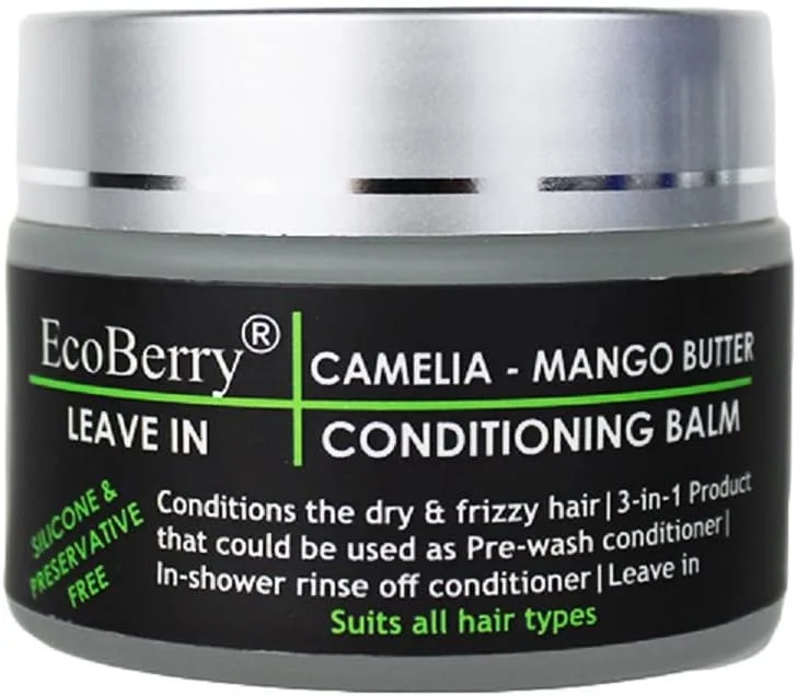 بالم نرم کننده مو EcoBerry حاوی کره انبه و کاملیا، مناسب موهای خشک و وز، نرم کننده و صاف کننده مو، باز کننده گره طبیعی، کاهش شکستگی مو و خشکی پوست سر | محصول 3 در 1