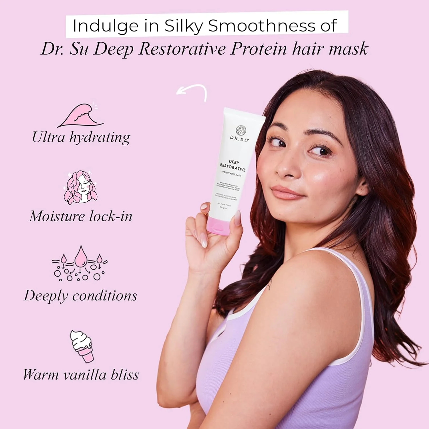 ماسک مو پروتئین برنج دکتر سو برای نرم کنندگی فوری موهای خشک، آسیب دیده و وز 150 گرمی (بسته 1 عددی)