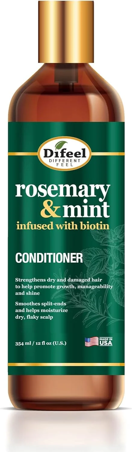 نرم کننده مو رزماری و نعناع دیفیل با بیوتین، 355 میلی لیتر - ساخته شده با رزماری و نعناع طبیعی برای تقویت موهای خشک و آسیب دیده، کمک به رشد، صاف کردن موخوره و مرطوب کردن پوست سر خشک