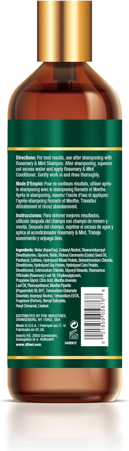 نرم کننده مو رزماری و نعناع دیفیل با بیوتین، 355 میلی لیتر - ساخته شده با رزماری و نعناع طبیعی برای تقویت موهای خشک و آسیب دیده، کمک به رشد، صاف کردن موخوره و مرطوب کردن پوست سر خشک