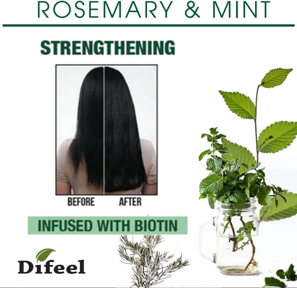 نرم کننده تقویت کننده مو رزماری و نعناع دیفیل حاوی بیوتین 1 لیتری - ساخته شده با روغن رزماری طبیعی برای رشد مو