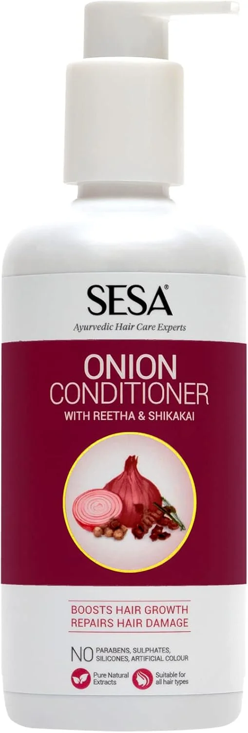 نرم کننده ترمیم کننده موهای آسیب دیده پیاز Sesa با ریتا و شیکاکای 300 میلی لیتر نرم کننده ترمیم کننده موهای آسیب دیده پیاز Sesa با ریتا و شیکاکای 300 میلی لیتر