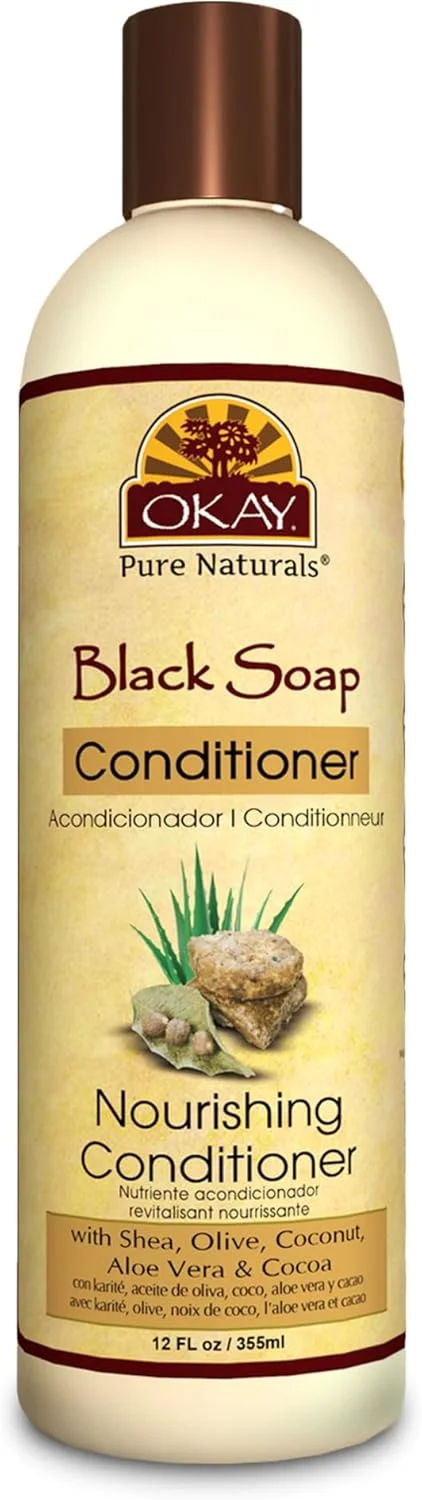 نرم کننده صابون سیاه آفریقایی OKAY | مناسب برای انواع مو | آبرسان و مرطوب کننده | حاوی شی باتر، زیتون، نارگیل، آلوئه ورا و کاکائو | فاقد پارابن، سیلیکون و سولفات | 355 میلی لیتر نرم کننده صابون سیاه آفریقایی OKAY | مناسب برای انواع مو | آبرسان و مرطوب کننده | حاوی شی باتر، زیتون، نارگیل، آلوئه ورا و کاکائو | فاقد پارابن، سیلیکون و سولفات | 355 میلی لیتر