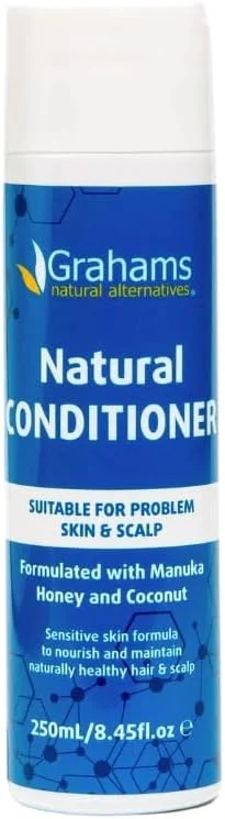 نرم کننده موی طبیعی گراهامز با نارگیل و عسل مانوکا | برای تغذیه، تقویت و ترمیم طبیعی موهای خشک و آسیب دیده | مواد تشکیل دهنده تست شده بالینی | 250 میلی لیتر نرم کننده موی طبیعی گراهامز با نارگیل و عسل مانوکا | برای تغذیه، تقویت و ترمیم طبیعی موهای خشک و آسیب دیده | مواد تشکیل دهنده تست شده بالینی | 250 میلی لیتر