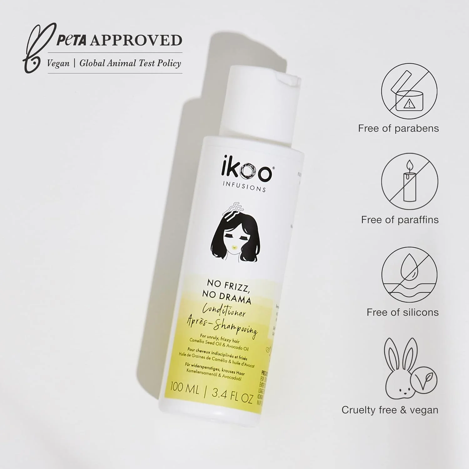 نرم کننده مو ایکو مدل No Frizz No Drama مناسب موهای وز و مجعد، مرطوب کننده موهای خشک، نرم کننده و درخشان کننده مو، وگان، فاقد پارابن، فاقد سیلیکون، سایز مسافرتی - 100 میلی لیتر نرم کننده مو ایکو مدل No Frizz No Drama مناسب موهای وز و مجعد، مرطوب کننده موهای خشک، نرم کننده و درخشان کننده مو، وگان، فاقد پارابن، فاقد سیلیکون، سایز مسافرتی - 100 میلی لیتر