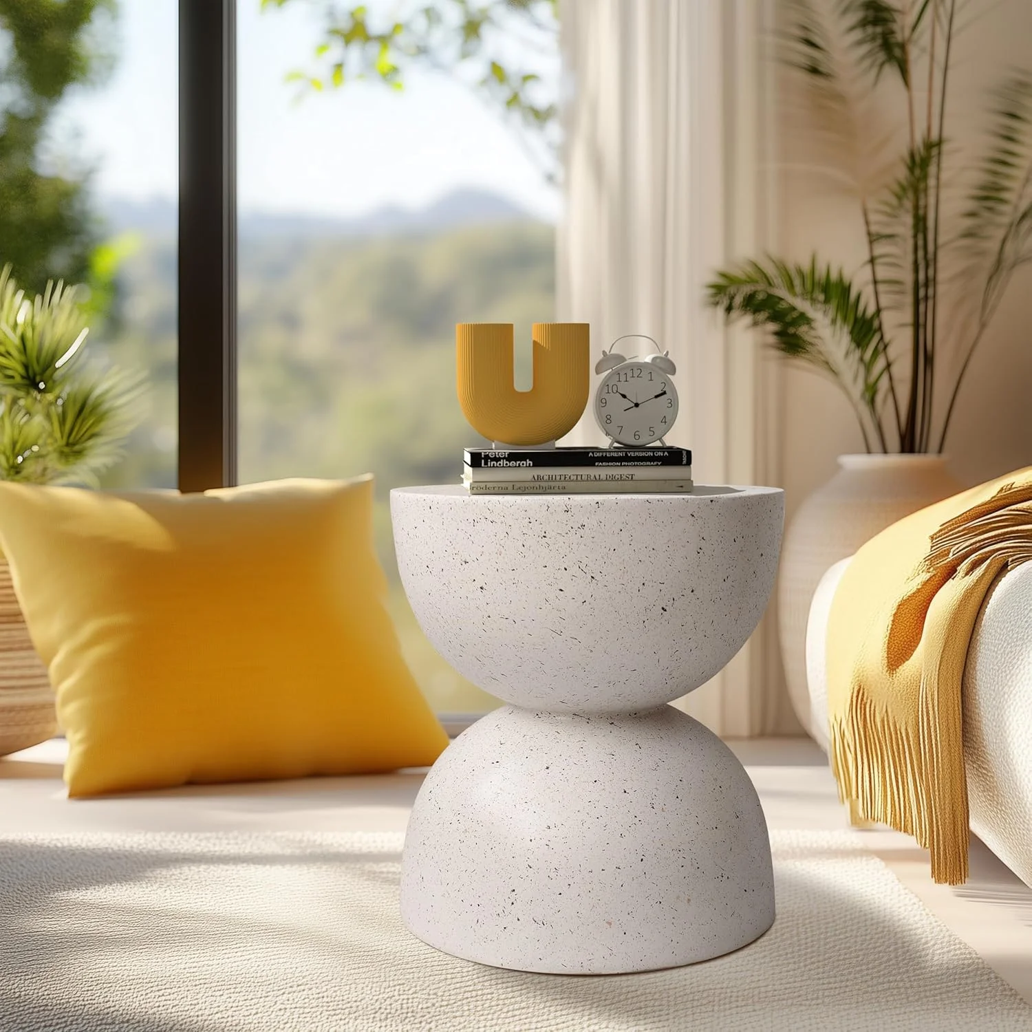 میز عسلی بتنی مدرن مدلا: میز کناری کوچک سبک وزن مناسب فضای باز، میز قهوه خوری مدرن کنار مبل، سینی تخته سنگ هندسی برای پاسیو، مبل، اتاق نشیمن، اتاق خواب 40x44.5 سانتی متر میز عسلی بتنی مدرن مدلا: میز کناری کوچک سبک وزن مناسب فضای باز، میز قهوه خوری مدرن کنار مبل، سینی تخته سنگ هندسی برای پاسیو، مبل، اتاق نشیمن، اتاق خواب 40x44.5 سانتی متر