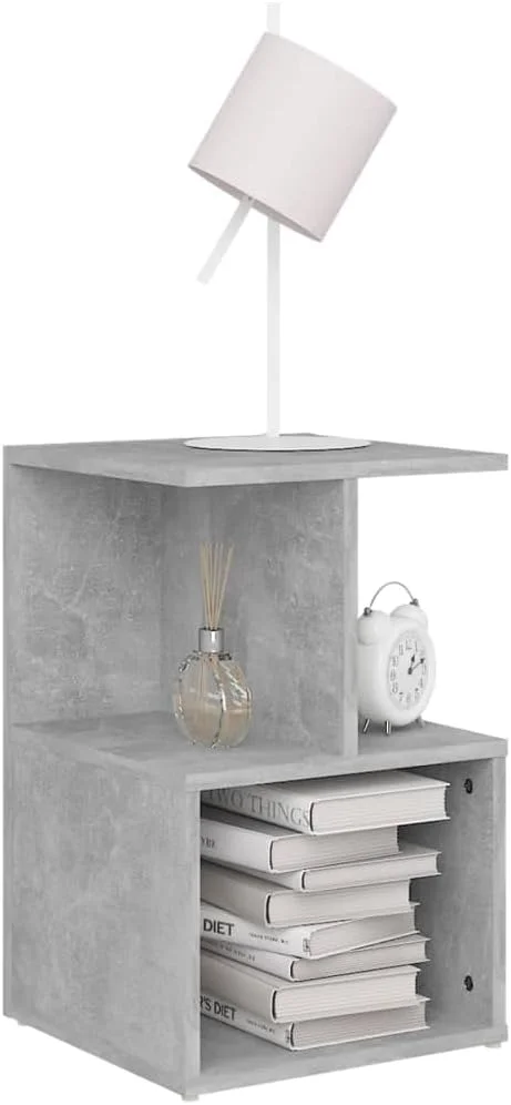 میز کنار تختی ویدا ایکس ال، مبلمان اتاق خواب، میز کنار تخت، میز شب، میز تلفن، چوب مهندسی شده خاکستری بتنی