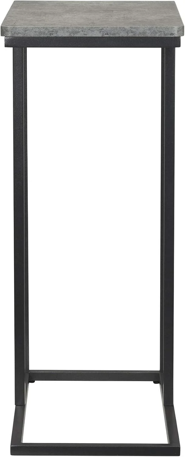 میز عسلی باریک صنعتی Household Essentials Slate | فریم فلزی C شکل و صفحه مستطیلی طرح بتن مصنوعی | خاکستری میز عسلی باریک صنعتی Household Essentials Slate | فریم فلزی C شکل و صفحه مستطیلی طرح بتن مصنوعی | خاکستری