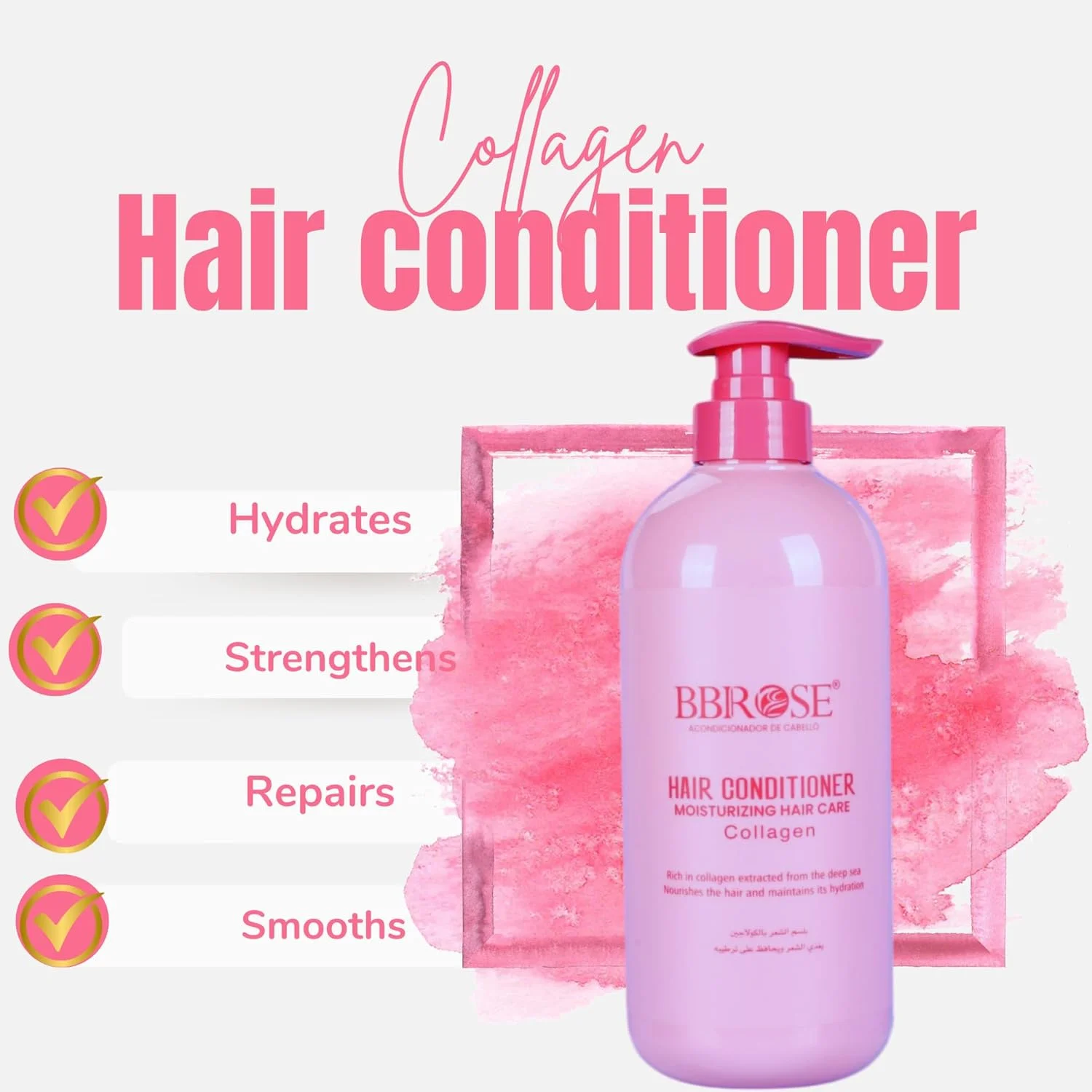 نرم کننده مو کلاژن BBROSE حجم 800 میلی لیتر - فرمول آبرسان و مغذی عمیق برای موهای خشک، آسیب دیده و مستعد وز - فاقد پارابن و سولفات نرم کننده مو کلاژن BBROSE حجم 800 میلی لیتر - فرمول آبرسان و مغذی عمیق برای موهای خشک، آسیب دیده و مستعد وز - فاقد پارابن و سولفات