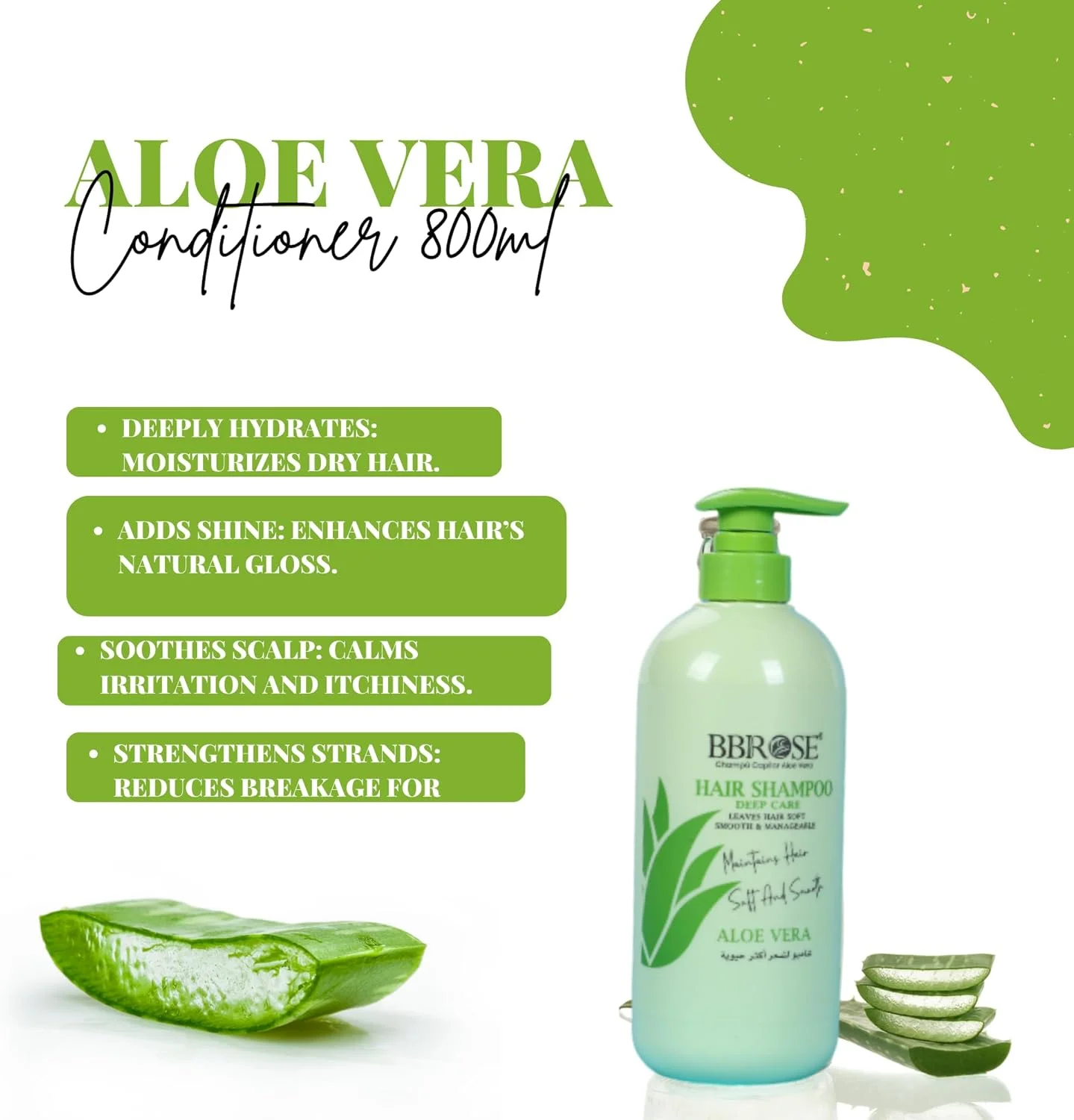 نرم کننده مو حاوی آلوئه ورا BBROSE حجم 800 میلی لیتر | درمان مرطوب کننده و مغذی مو | ایده آل برای موهای خشک و آسیب دیده | فرمولاسیون بدون سولفات و پارابن نرم کننده مو حاوی آلوئه ورا BBROSE حجم 800 میلی لیتر | درمان مرطوب کننده و مغذی مو | ایده آل برای موهای خشک و آسیب دیده | فرمولاسیون بدون سولفات و پارابن