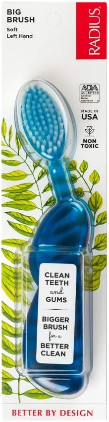 مسواک چپ دست اورجینال RADIUS، برس نرم، طراحی شده برای بهبود سلامت لثه و کاهش خطر بیماری لثه، ساخته شده با مواد پایدار (رنگ ها ممکن است متفاوت باشند)