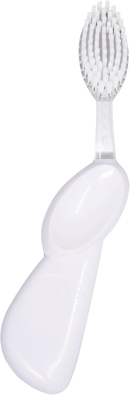 مسواک بزرگ RADIUS با سر برس قابل تعویض، فاقد BPA، مورد تایید ADA - دست چپ - برس سفید پاستلی با جعبه سفید پاستلی