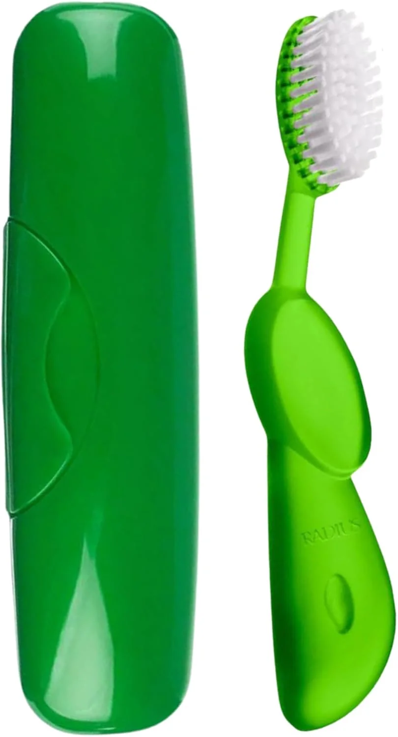 مسواک بزرگ اورجینال RADIUS، فاقد BPA و مورد تایید ADA - دست راست - برس سبز با جعبه سبز مسواک بزرگ اورجینال RADIUS، فاقد BPA و مورد تایید ADA - دست راست - برس سبز با جعبه سبز
