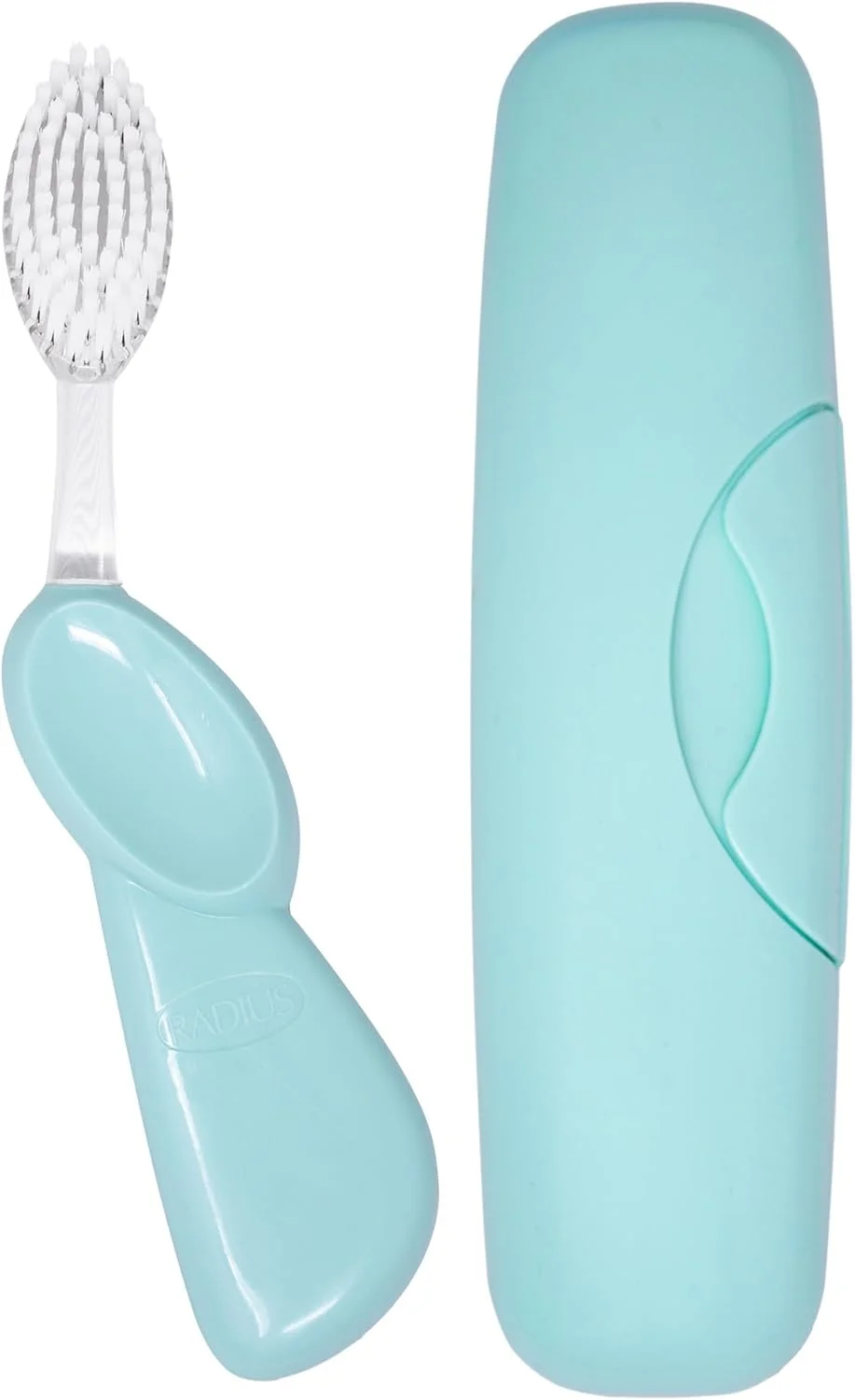 مسواک بزرگ RADIUS با سر برس قابل تعویض، فاقد BPA و مورد تایید ADA - دست راست - برس نعنایی پاستلی با جعبه نعنایی پاستلی مسواک بزرگ RADIUS با سر برس قابل تعویض، فاقد BPA و مورد تایید ADA - دست راست - برس نعنایی پاستلی با جعبه نعنایی پاستلی